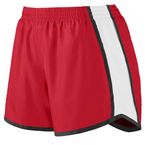 Augusta Sportswear Ladies Pulse Shorts (1265), Color 'Red/White/Black'