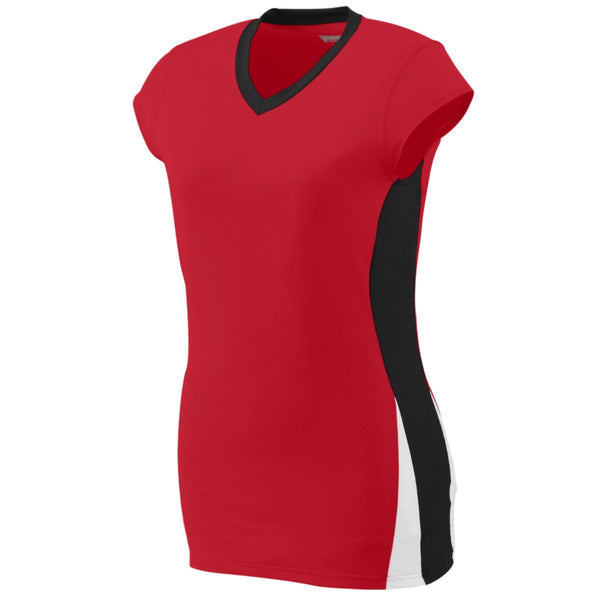 Augusta Sportswear Ladies Hit Jersey (1310-C), Color 'Red/Black/White'