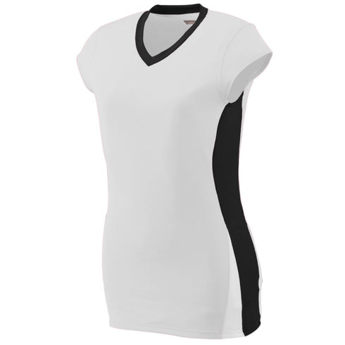 Augusta Sportswear Ladies Hit Jersey (1310-C), Color 'White/Black/White'