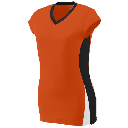 Augusta Sportswear Ladies Hit Jersey (1310-C), Color 'Orange/Black/White'