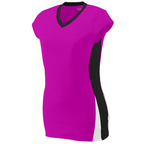 Augusta Sportswear Ladies Hit Jersey (1310-C), Color 'Power Pink/Black/White'