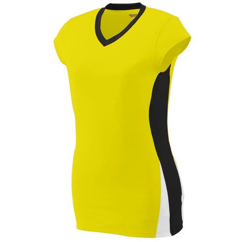 Augusta Sportswear Ladies Hit Jersey (1310-C), Color 'Power Yellow/Black/White'