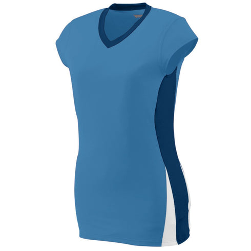 Augusta Sportswear Ladies Hit Jersey (1310-C), Color 'Columbia Blue/Navy/White'