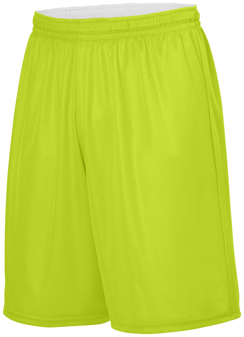 Augusta Sportswear Youth Reversible Wicking Shorts (1407), Color 'LimeWhite'