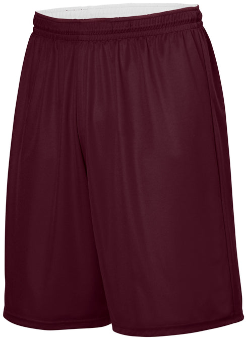 Augusta Sportswear Youth Reversible Wicking Shorts (1407-C), Color 'League Maroon/White'