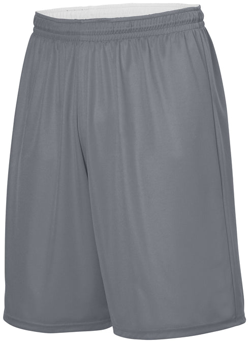 Augusta Sportswear Youth Reversible Wicking Shorts (1407), Color 'Graphite/White'