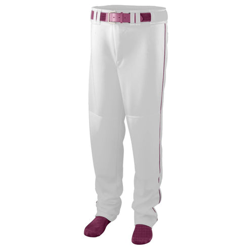 Augusta Sportswear Youth Series Baseball/Softball Pant With Piping (1446), Color 'White/Maroon'
