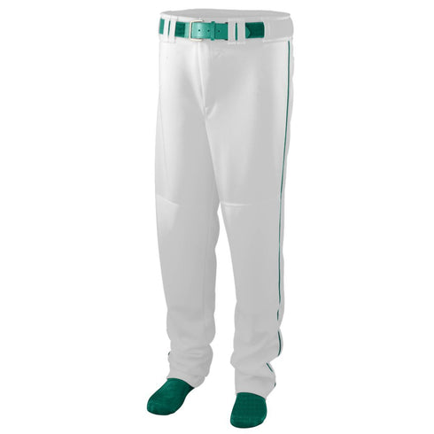Augusta Sportswear Youth Series Baseball/Softball Pant With Piping (1446), Color 'White/Dark Green'