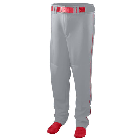 Augusta Sportswear Youth Series Baseball/Softball Pant With Piping (1446), Color 'Silver Grey/Red'
