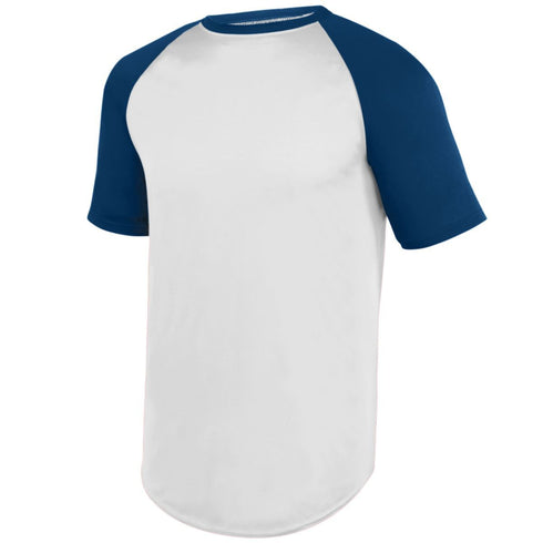 Augusta Sportswear Wicking Short Sleeve Baseball Jersey (1508), Color 'White/Navy'