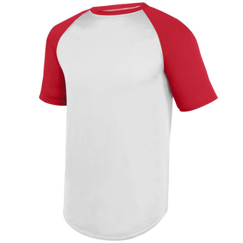 Augusta Sportswear Youth Wicking Short Sleeve Baseball Jersey (1509), Color 'White/Red'