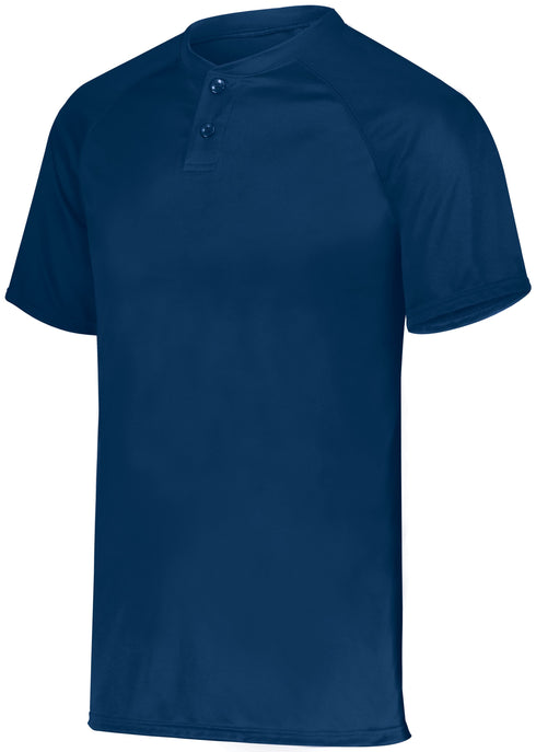 Augusta Sportswear Youth Attain Wicking Two-Button Baseball Jersey (1566), Color 'Navy'