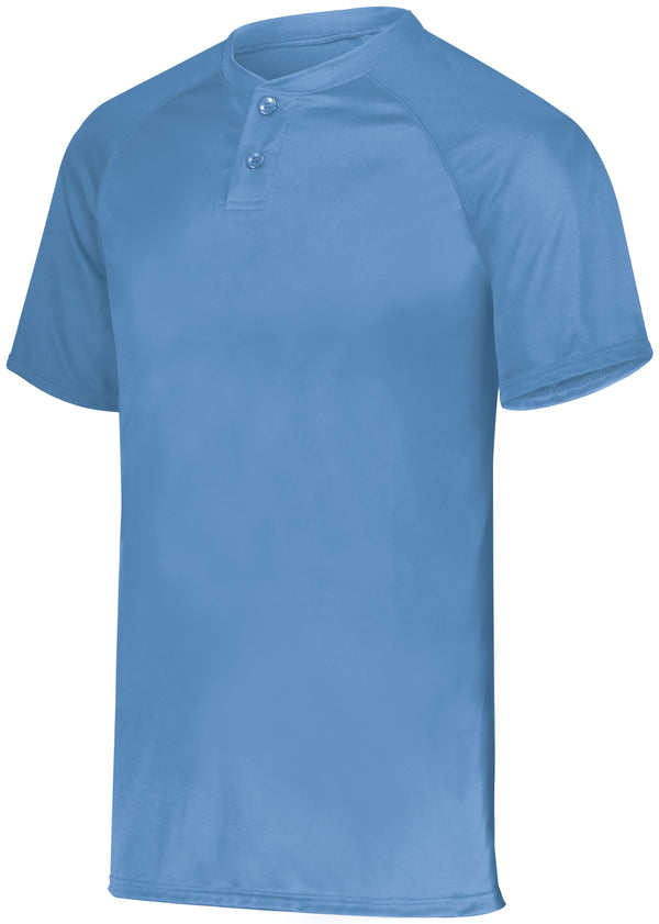 Augusta Sportswear Youth Attain Wicking Two-Button Baseball Jersey (1566), Color 'Columbia Blue'
