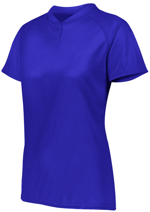 Augusta Sportswear Ladies Attain Wicking Two-Button Softball Jersey (1567), Color 'Purple (Hlw)'