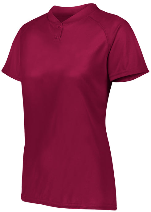 Augusta Sportswear Ladies Attain Wicking Two-Button Softball Jersey (1567), Color 'Cardinal'
