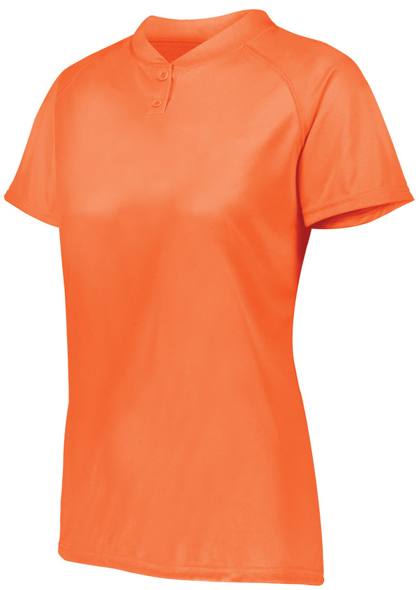 Augusta Sportswear Ladies Attain Wicking Two-Button Softball Jersey (1567), Color 'Power Orange'