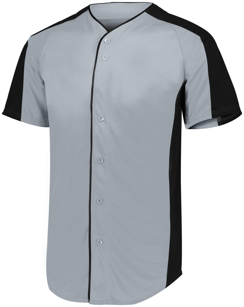 Augusta Sportswear Full-Button Baseball Jersey (1655), Color 'Blue Grey/Black'