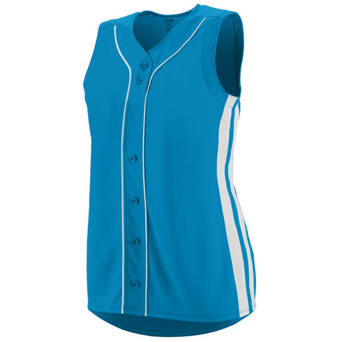 Augusta Sportswear Ladies Sleeveless Winner Jersey (1668-C), Color 'Power Blue/White'
