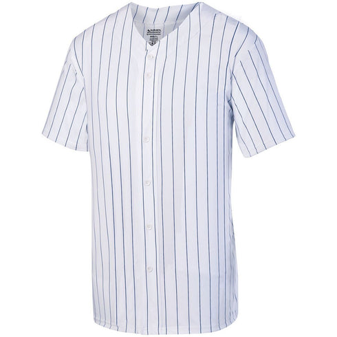 Augusta Sportswear Pinstripe Full-Button Jersey (1685), Color 'White/Navy'