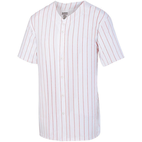 Augusta Sportswear Pinstripe Full-Button Jersey (1685), Color 'White/Red'