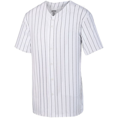 Augusta Sportswear Pinstripe Full-Button Jersey (1685), Color 'White/Black'