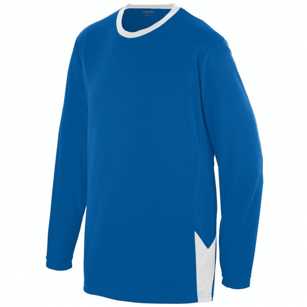 Augusta Sportswear Youth Block Out Long Sleeve Jersey (1718-C), Color 'Royal/White'