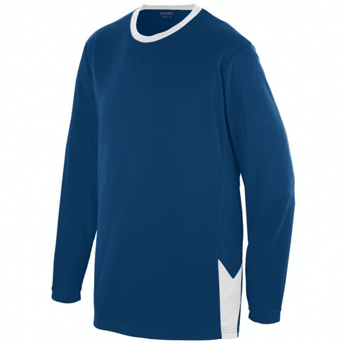 Augusta Sportswear Youth Block Out Long Sleeve Jersey (1718-C), Color 'Navy/White'