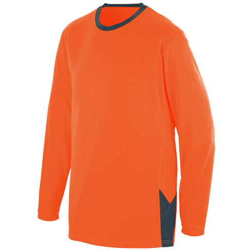 Augusta Sportswear Youth Block Out Long Sleeve Jersey (1718-C), Color 'Power Orange/Slate'