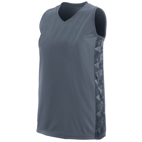 Augusta Sportswear Ladies Fast Break Racerback Jersey (1722-C), Color 'Graphite/Graphite/Black Print'