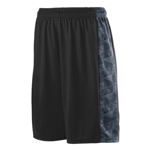 Augusta Sportswear Youth Fast Break Game Shorts (1725-C), Color 'Black/Graphite/Black Print'
