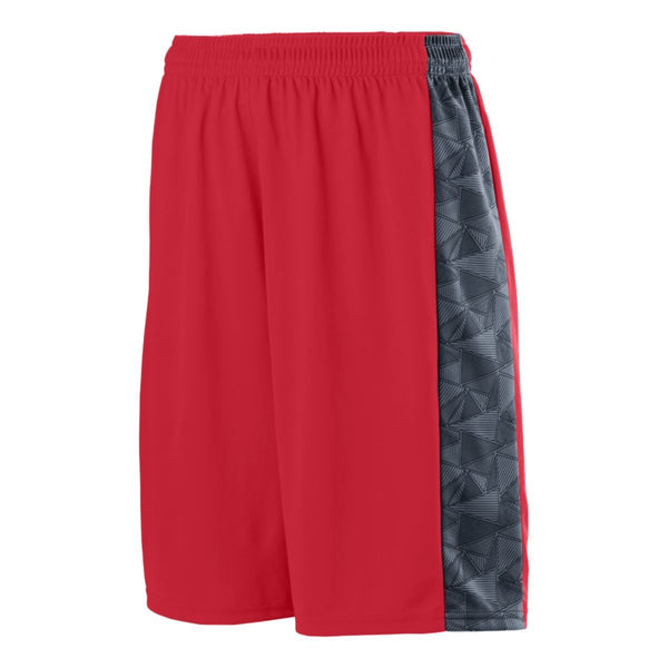 Augusta Sportswear Youth Fast Break Game Shorts (1725-C), Color 'Red/Graphite/Black Print'