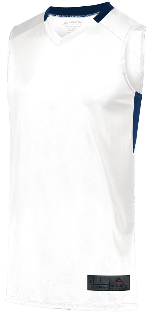 Augusta Sportswear Youth Step-Back Basketball Jersey (1731), Color 'White/Navy'