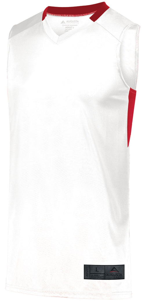 Augusta Sportswear Youth Step-Back Basketball Jersey (1731), Color 'White/Red'