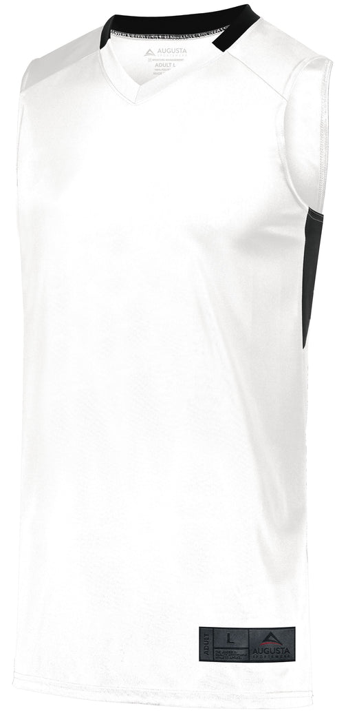 Augusta Sportswear Youth Step-Back Basketball Jersey (1731), Color 'White/Black'