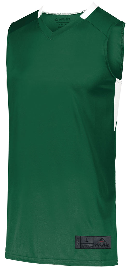 Augusta Sportswear Youth Step-Back Basketball Jersey (1731), Color 'Dark Green/White'