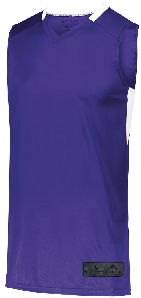 Augusta Sportswear Step-Back Basketball Jersey (1730), Color 'Purple/White'