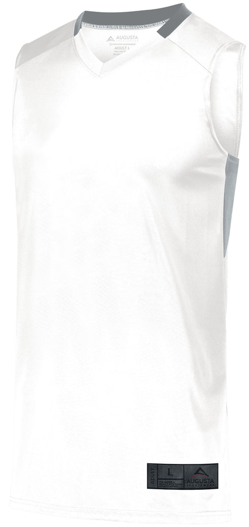 Augusta Sportswear Youth Step-Back Basketball Jersey (1731), Color 'White/Silver'