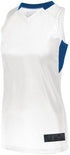 Augusta Sportswear Ladies Step-Back Basketball Jersey (1732), Color 'White/Royal'