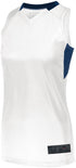 Augusta Sportswear Ladies Step-Back Basketball Jersey (1732), Color 'White/Navy'