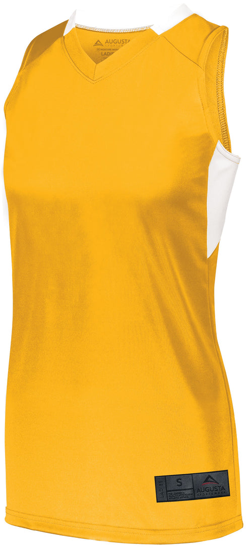 Augusta Sportswear Ladies Step-Back Basketball Jersey (1732), Color 'Gold/White'