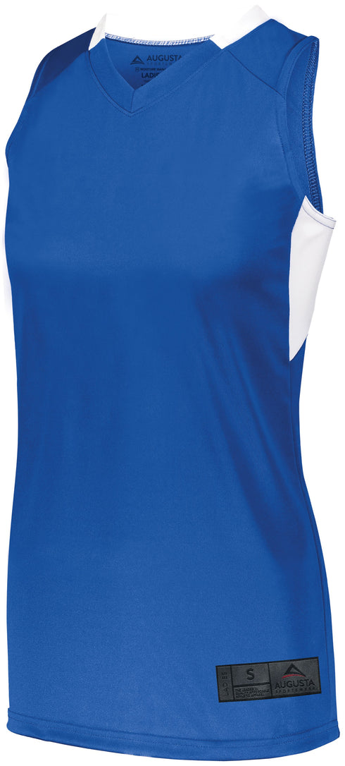Augusta Sportswear Ladies Step-Back Basketball Jersey (1732), Color 'Royal/White'