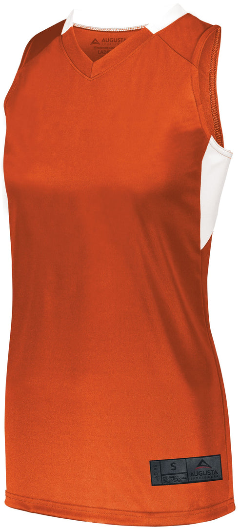 Augusta Sportswear Ladies Step-Back Basketball Jersey (1732), Color 'Orange/White'