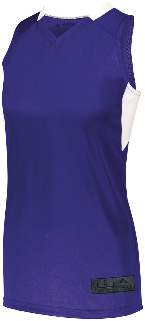 Augusta Sportswear Ladies Step-Back Basketball Jersey (1732), Color 'Purple/White'