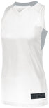 Augusta Sportswear Ladies Step-Back Basketball Jersey (1732), Color 'White/Silver'