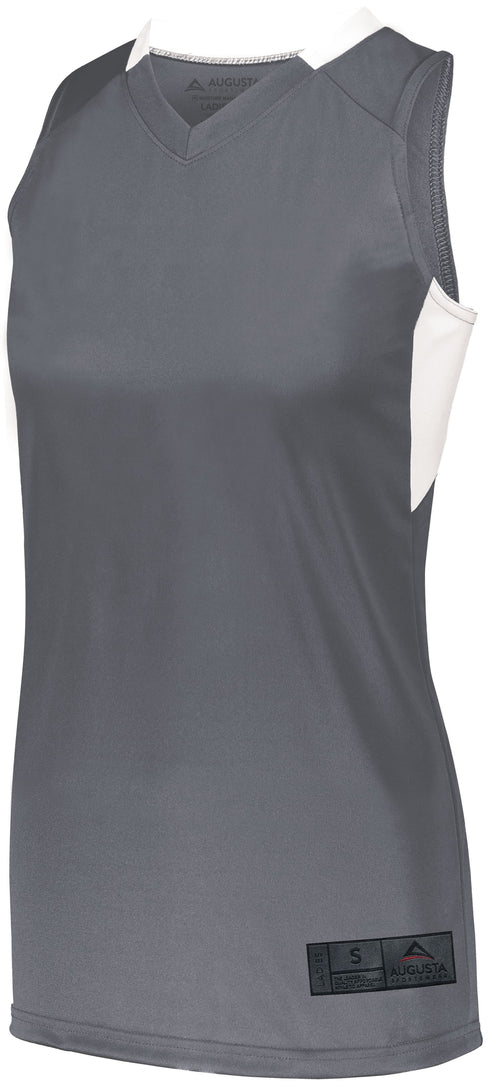 Augusta Sportswear Ladies Step-Back Basketball Jersey (1732), Color 'Graphite/White'