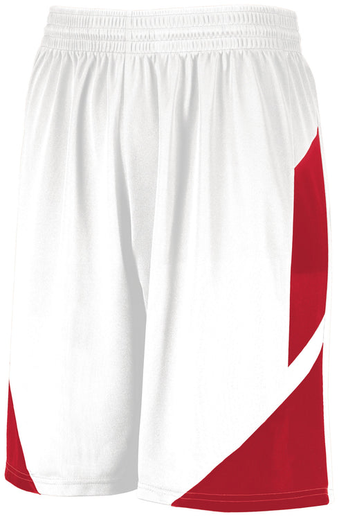 Augusta Sportswear Youth Step-Back Basketball Shorts (1734), Color 'White/Red'