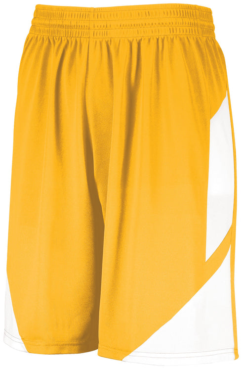 Augusta Sportswear Youth Step-Back Basketball Shorts (1734), Color 'Gold/White'