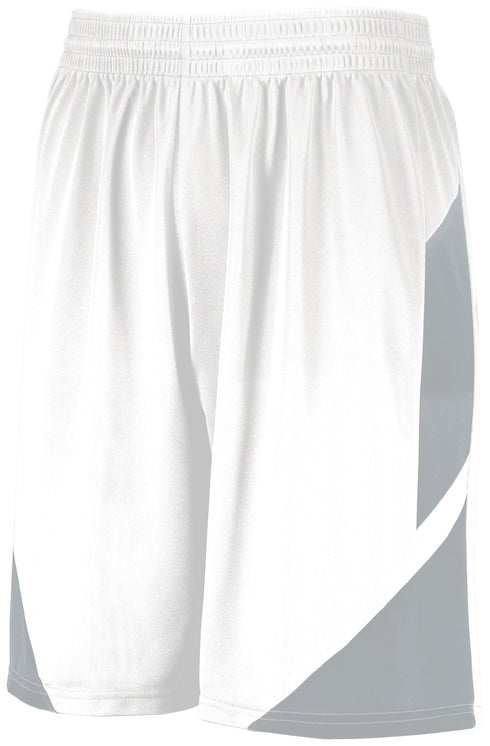 Augusta Sportswear Step-Back Basketball Shorts (1733), Color 'White/Silver'