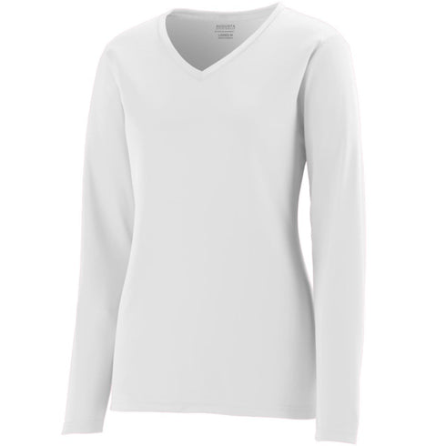 Augusta Sportswear Ladies Long Sleeve Wicking T-Shirt (1788), Color 'White'