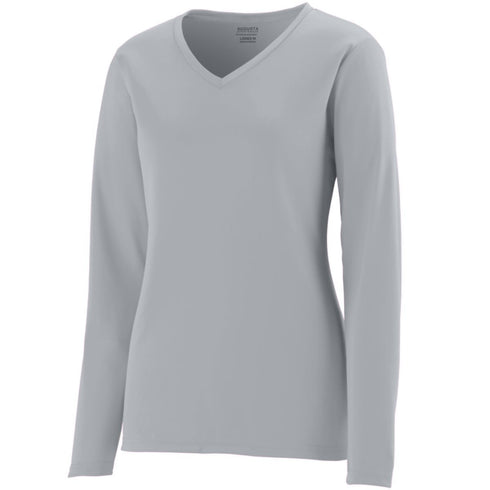 Augusta Sportswear Ladies Long Sleeve Wicking T-Shirt (1788), Color 'Silver Grey'